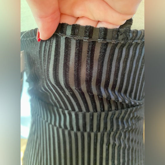 NWT F21 Velvet Striped RibbedBodysuit, Wrap Style, Belt, Low V-Neck | Price FIRM - Picture 9 of 10